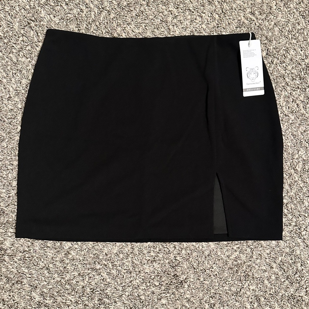 Black Mini Skirt with Slit